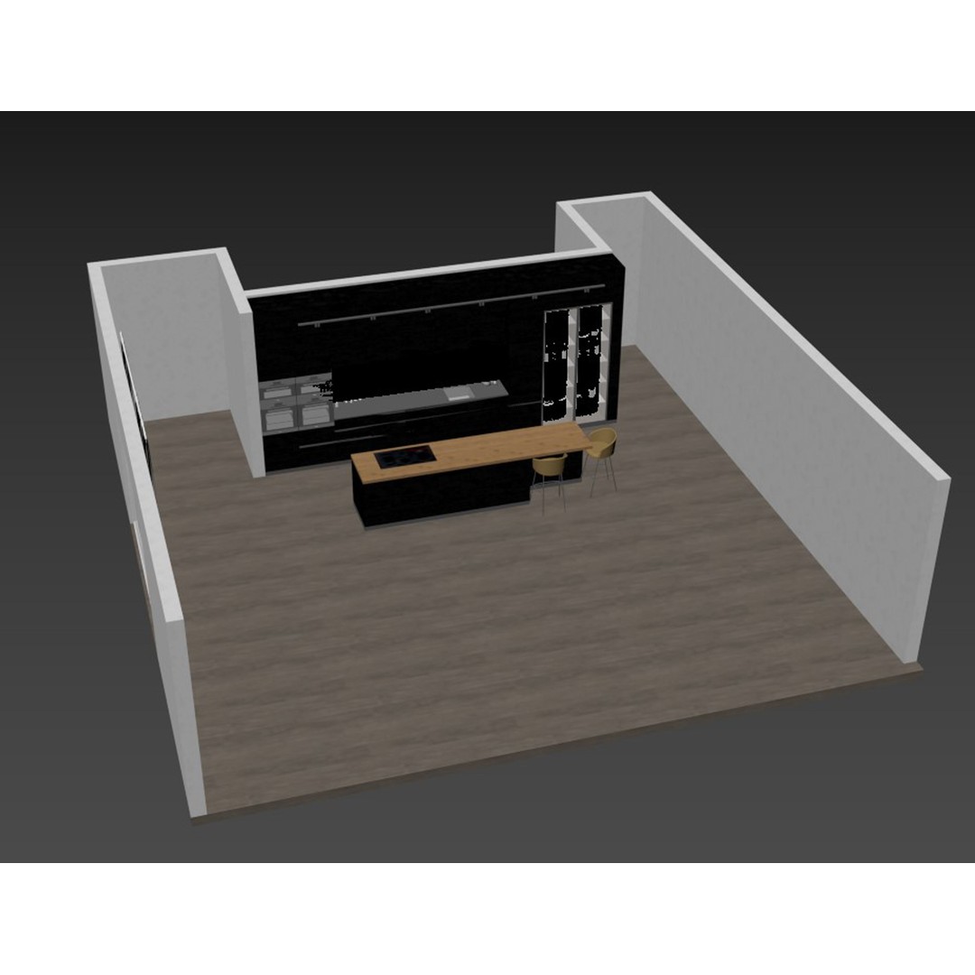 Modern Kitchen 3D Model – Low Poly Interior Asset, Revit, FBX, OBJ - View 23