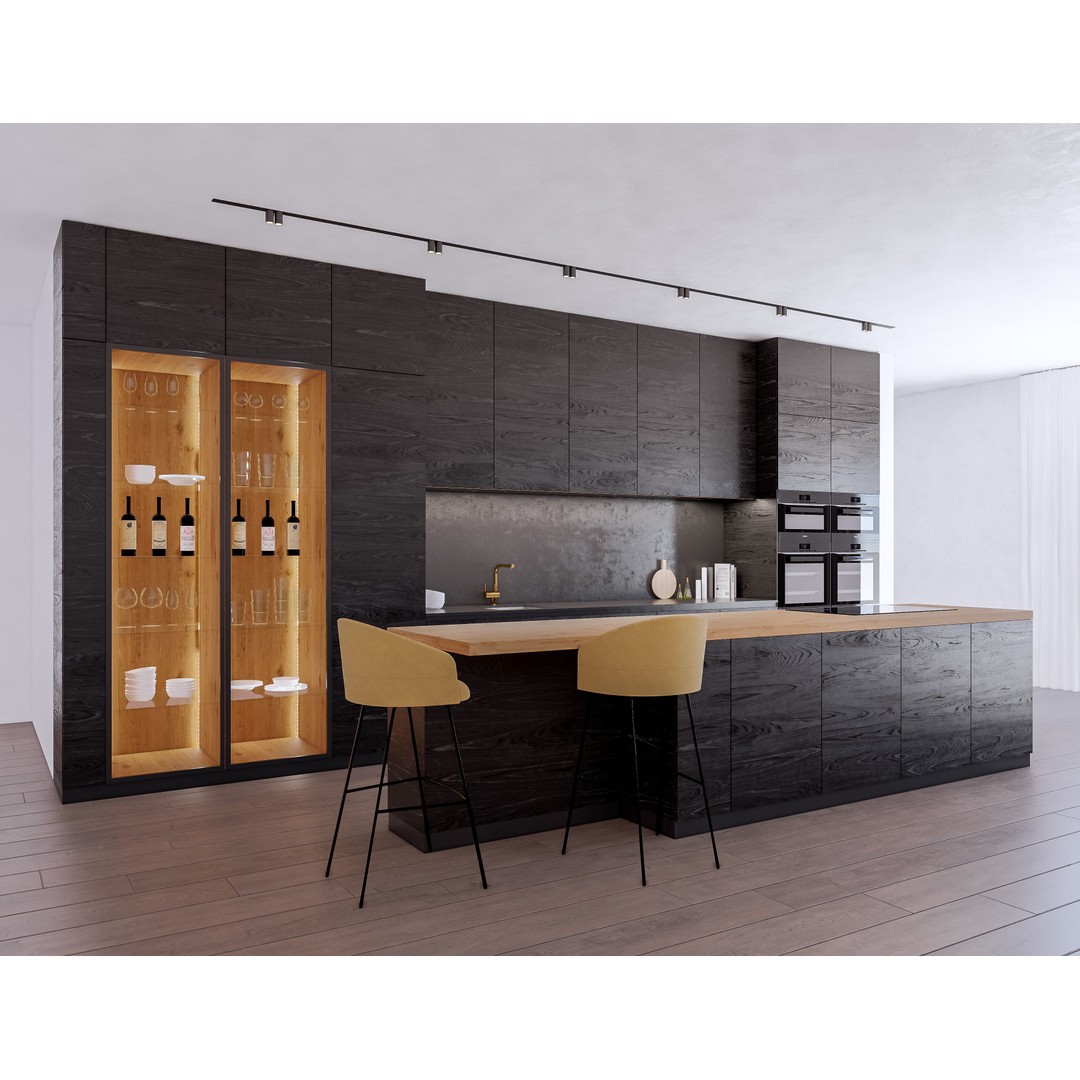 Modern Kitchen 3D Model – Low Poly Interior Asset, Revit, FBX, OBJ - View 3