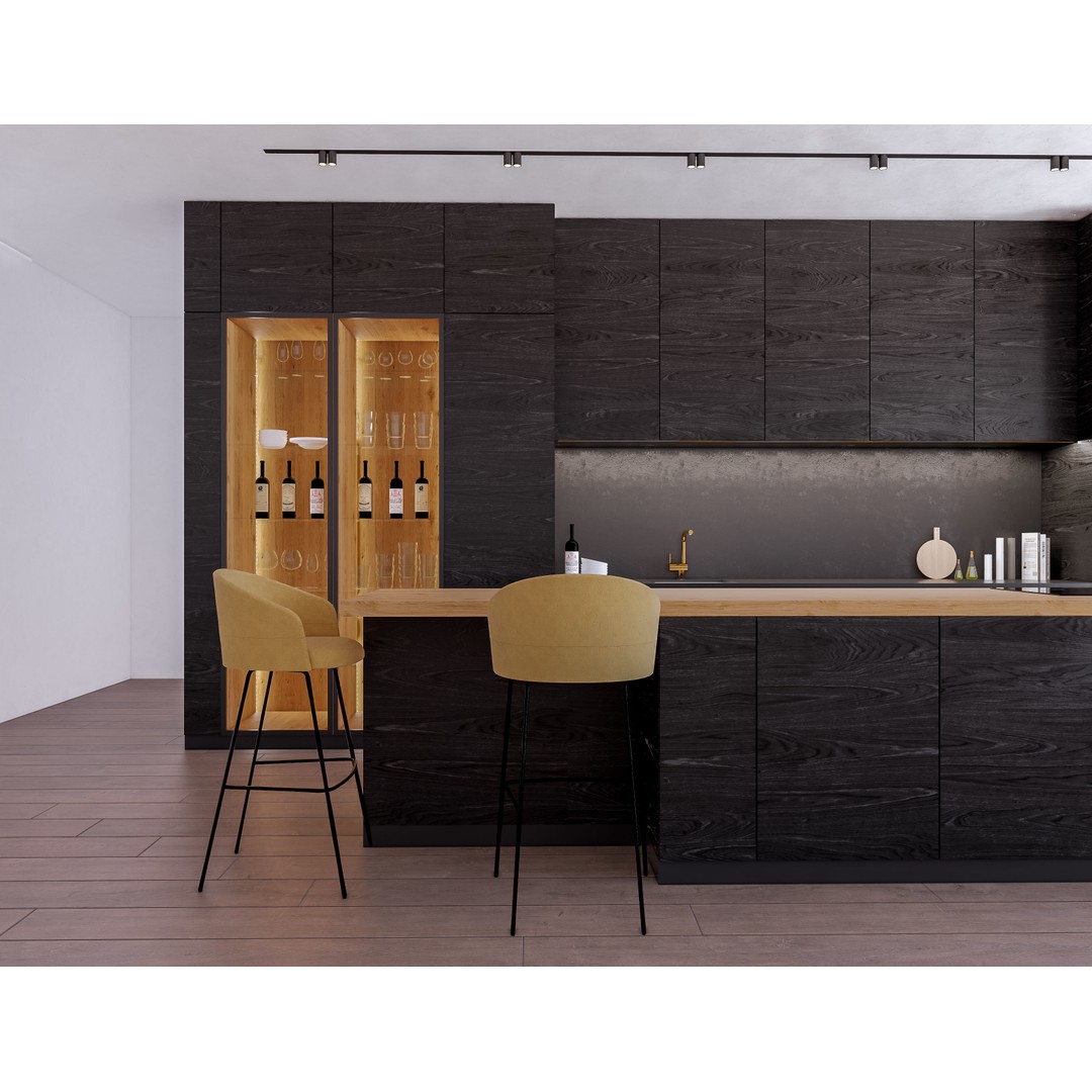 Modern Kitchen 3D Model – Low Poly Interior Asset, Revit, FBX, OBJ - View 7