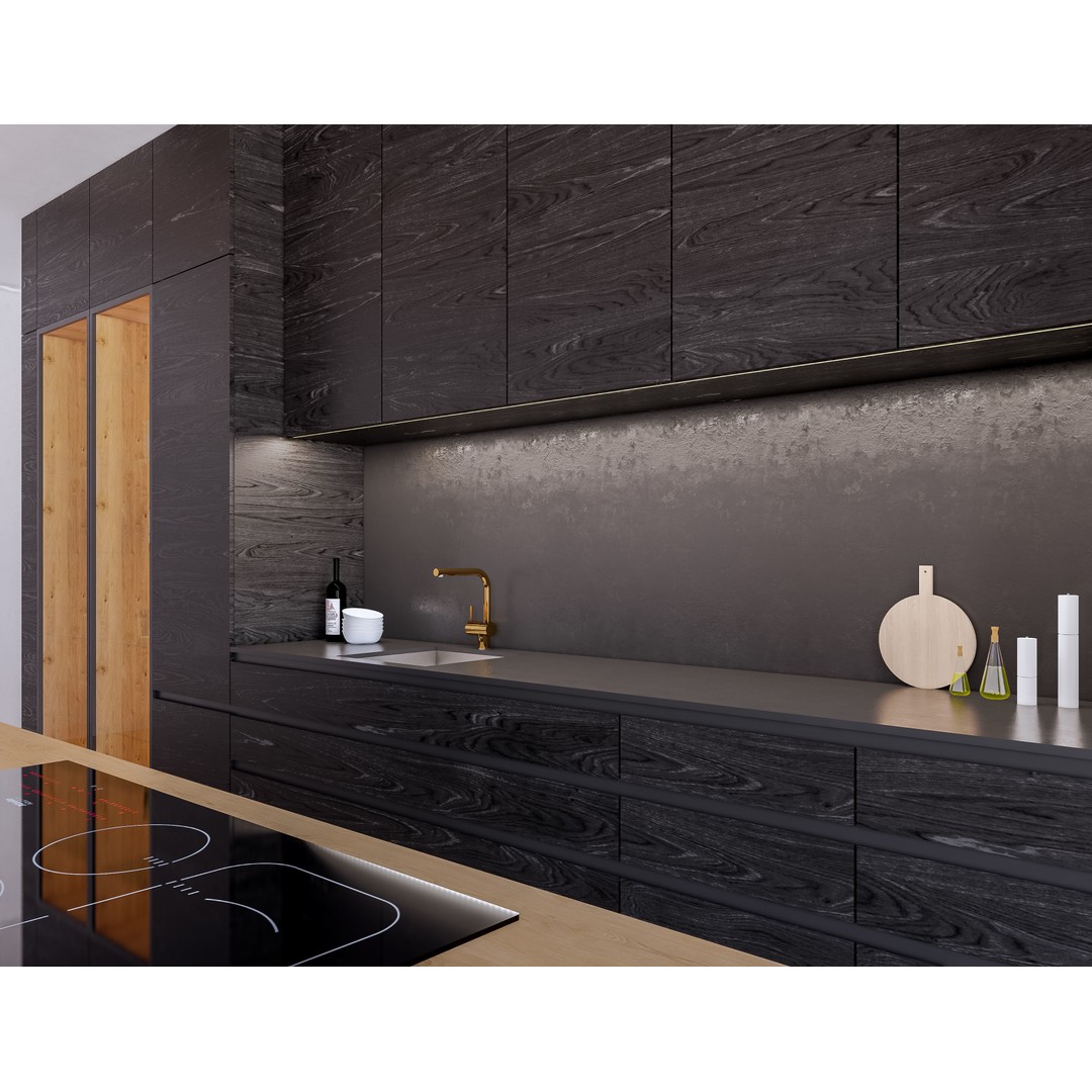 Modern Kitchen 3D Model – Low Poly Interior Asset, Revit, FBX, OBJ - View 8