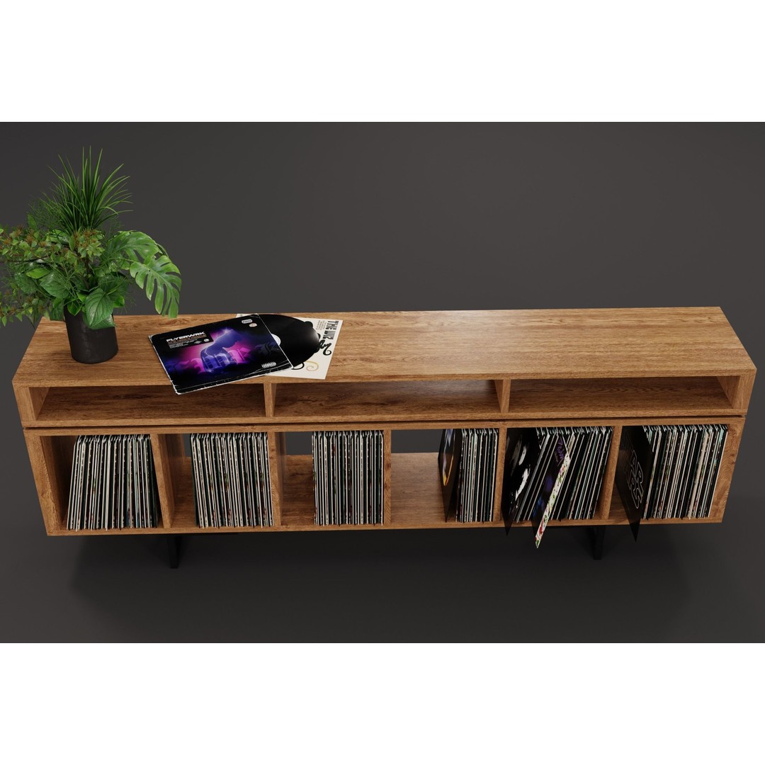 Vinyl LP Storage 3D Model – Modern Record Player Stand, PBR, Blender - View 10