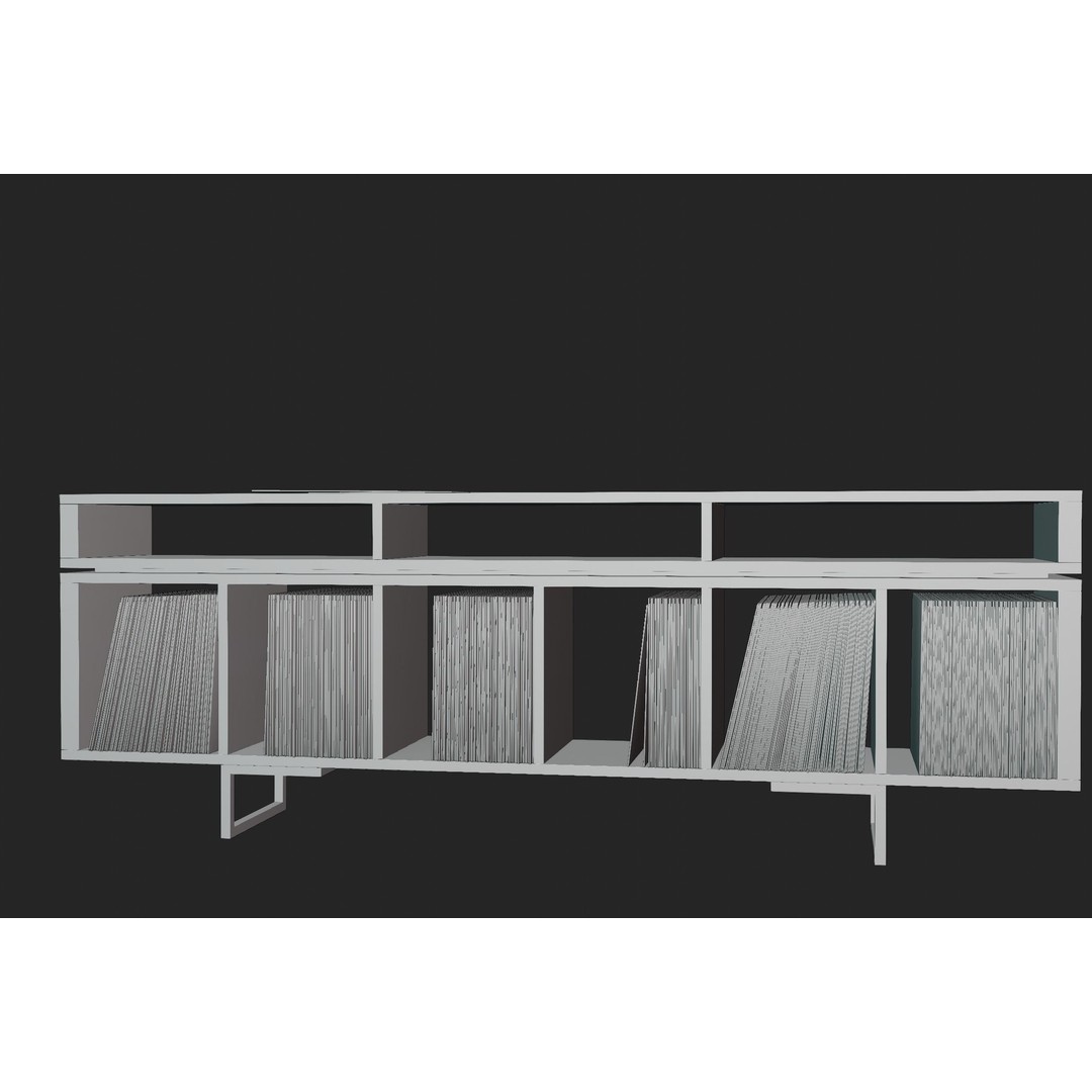 Vinyl LP Storage 3D Model – Modern Record Player Stand, PBR, Blender - View 13