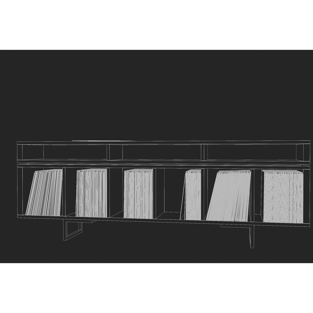 Vinyl LP Storage 3D Model – Modern Record Player Stand, PBR, Blender - View 16