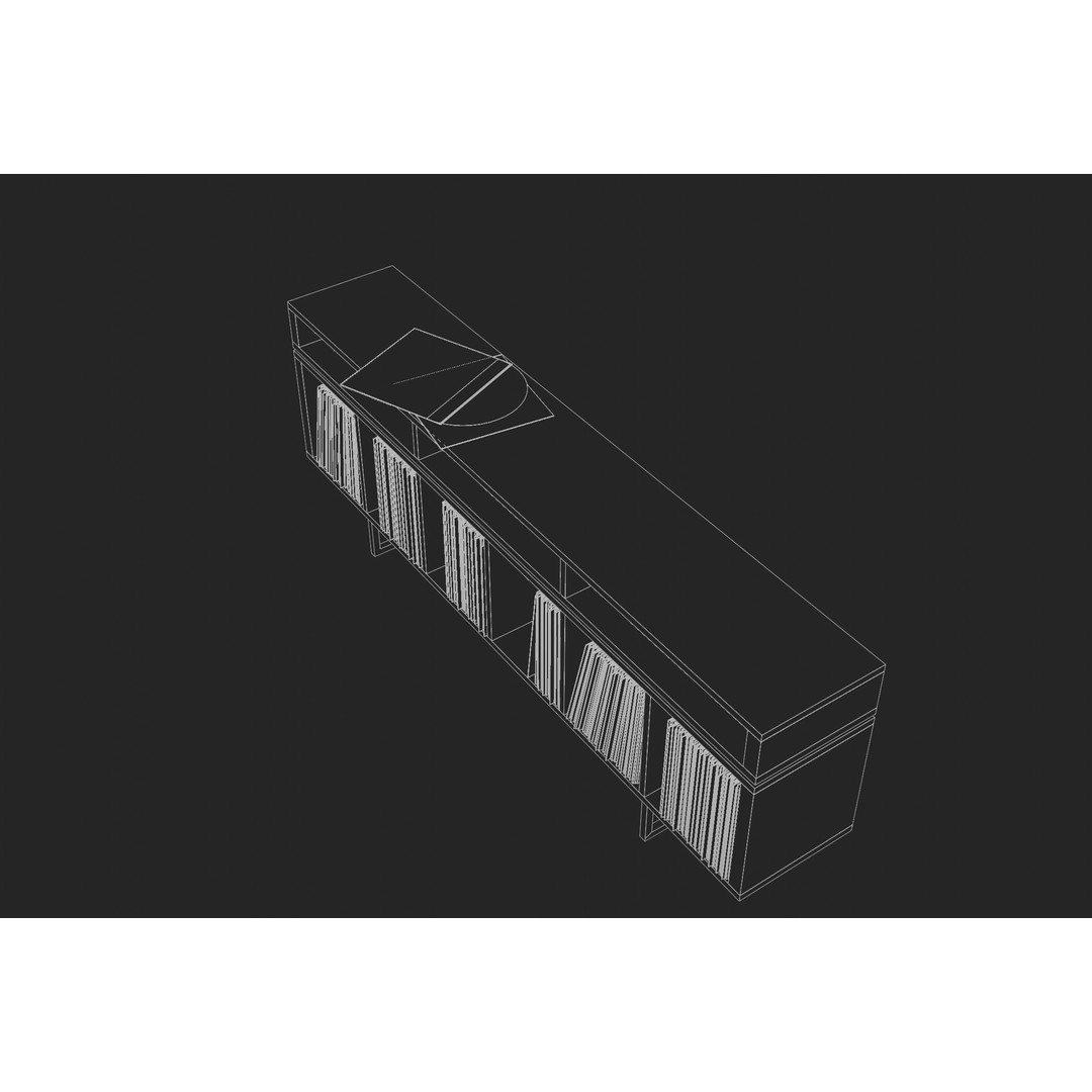 Vinyl LP Storage 3D Model – Modern Record Player Stand, PBR, Blender - View 17