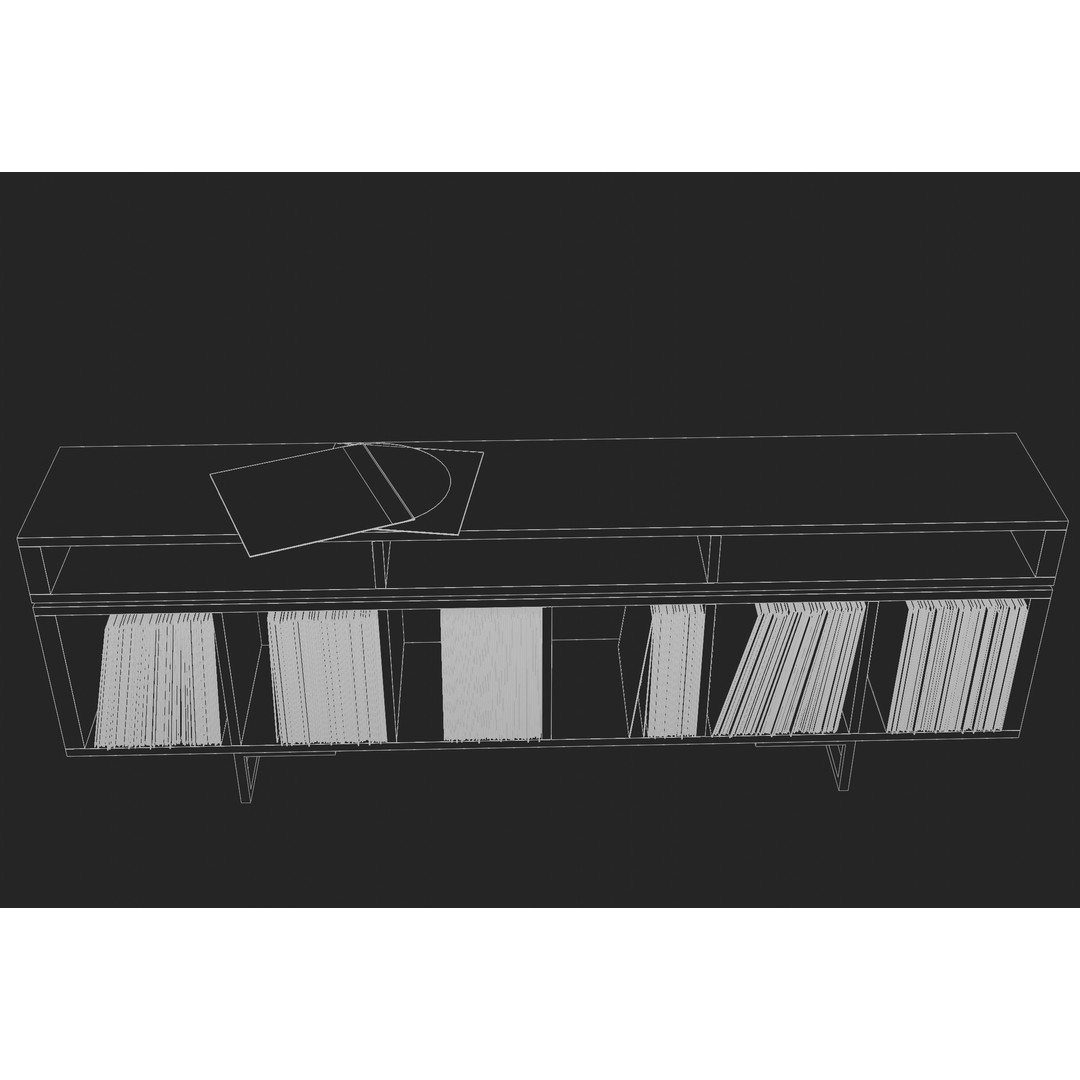 Vinyl LP Storage 3D Model – Modern Record Player Stand, PBR, Blender - View 18
