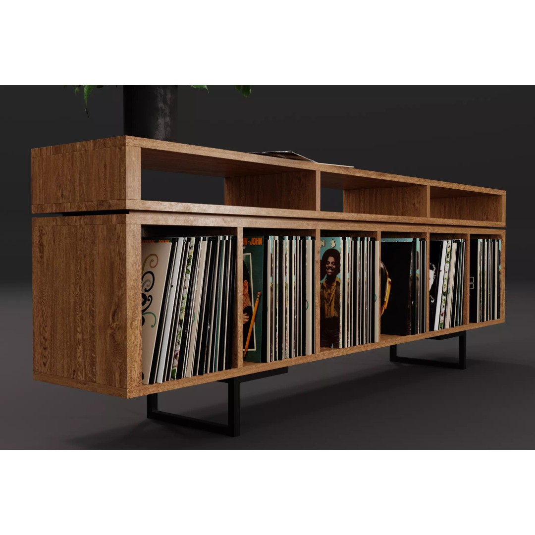 Vinyl LP Storage 3D Model – Modern Record Player Stand, PBR, Blender - View 2