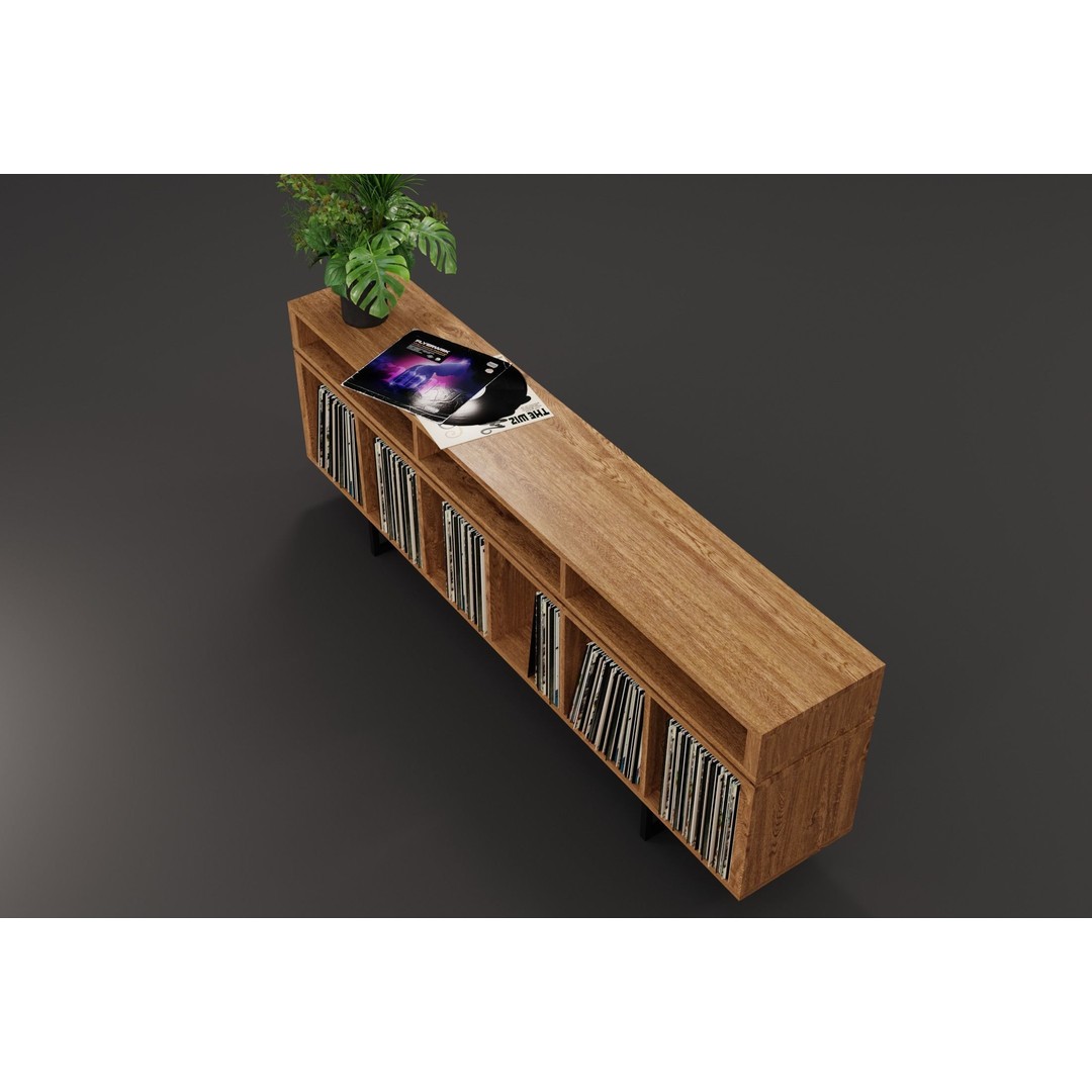 Vinyl LP Storage 3D Model – Modern Record Player Stand, PBR, Blender - View 5