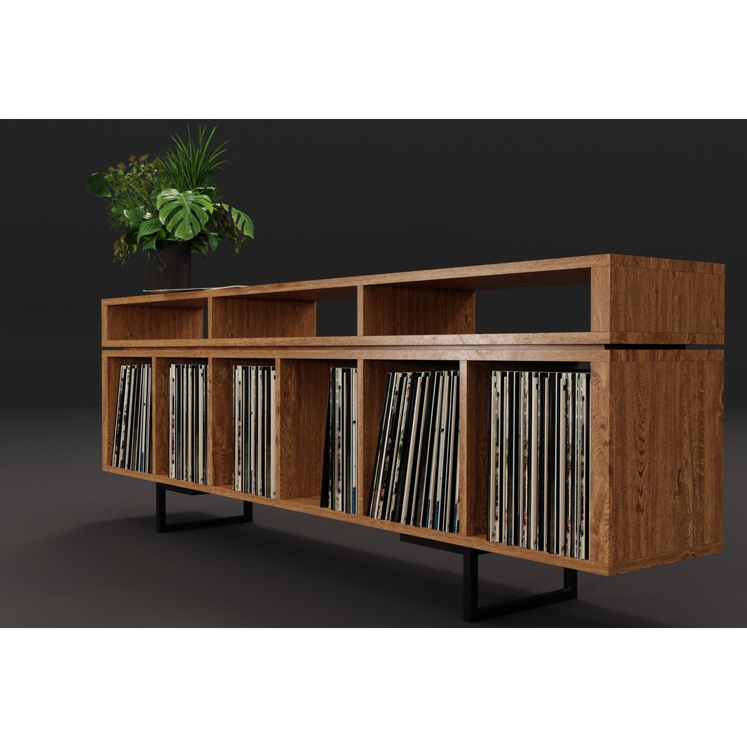 Vinyl LP Storage 3D Model – Modern Record Player Stand, PBR, Blender - View 6
