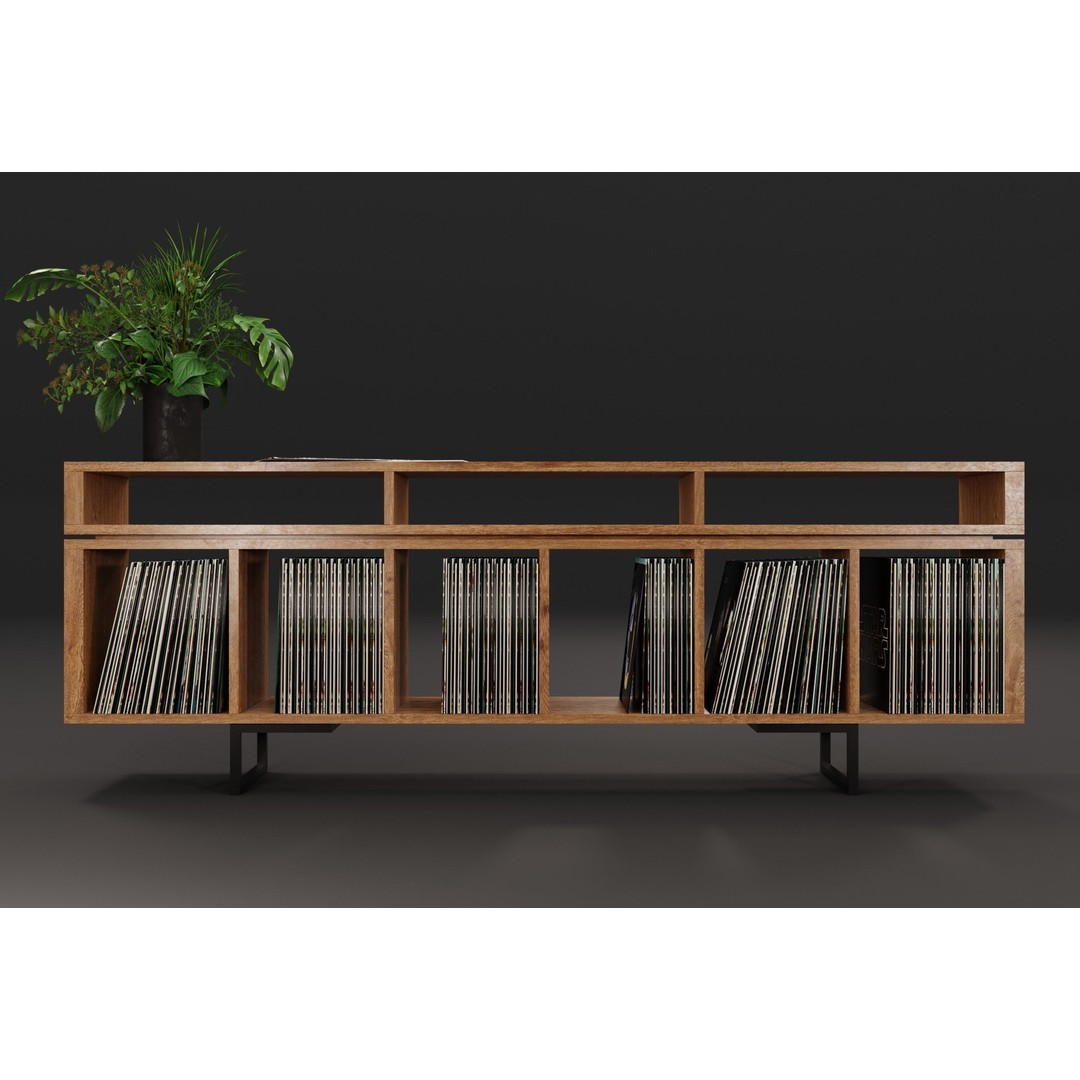 Vinyl LP Storage 3D Model – Modern Record Player Stand, PBR, Blender - View 7