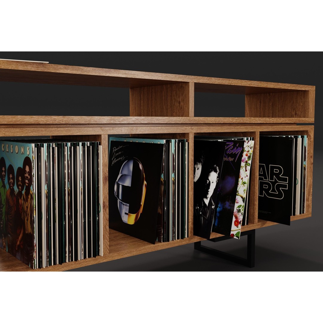 Vinyl LP Storage 3D Model – Modern Record Player Stand, PBR, Blender - View 8