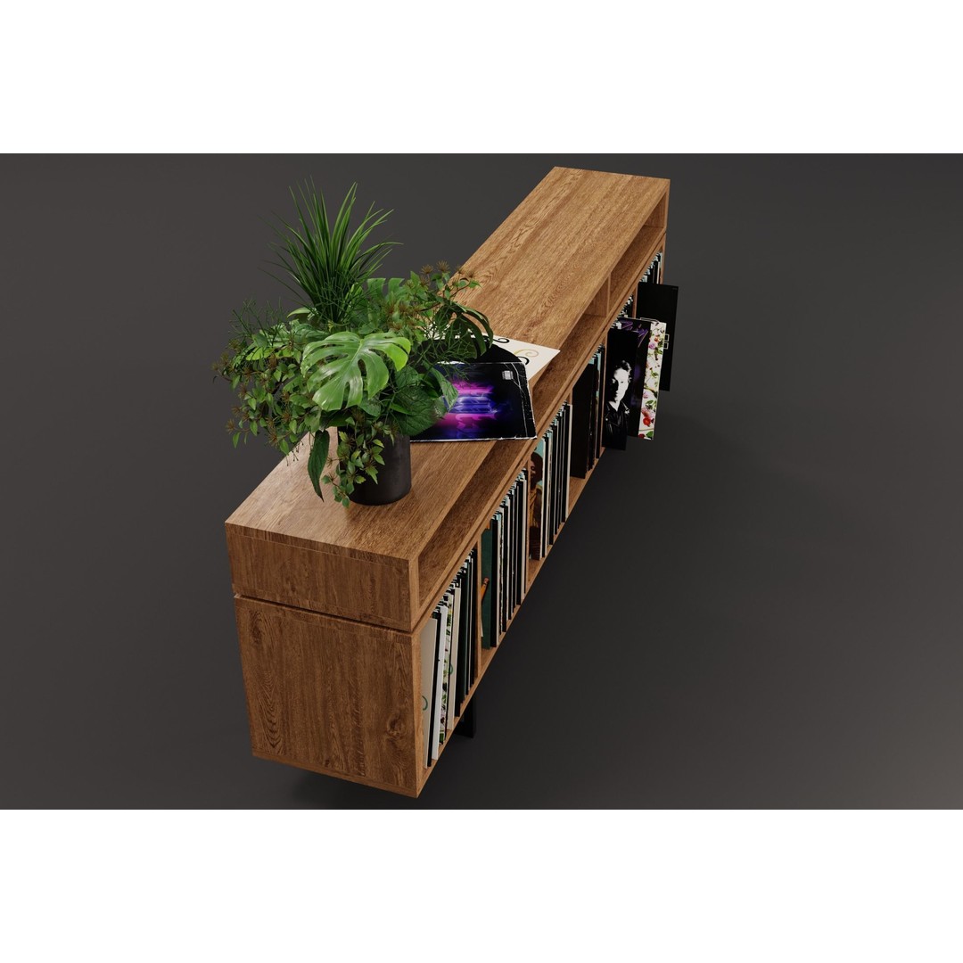 Vinyl LP Storage 3D Model – Modern Record Player Stand, PBR, Blender - View 9