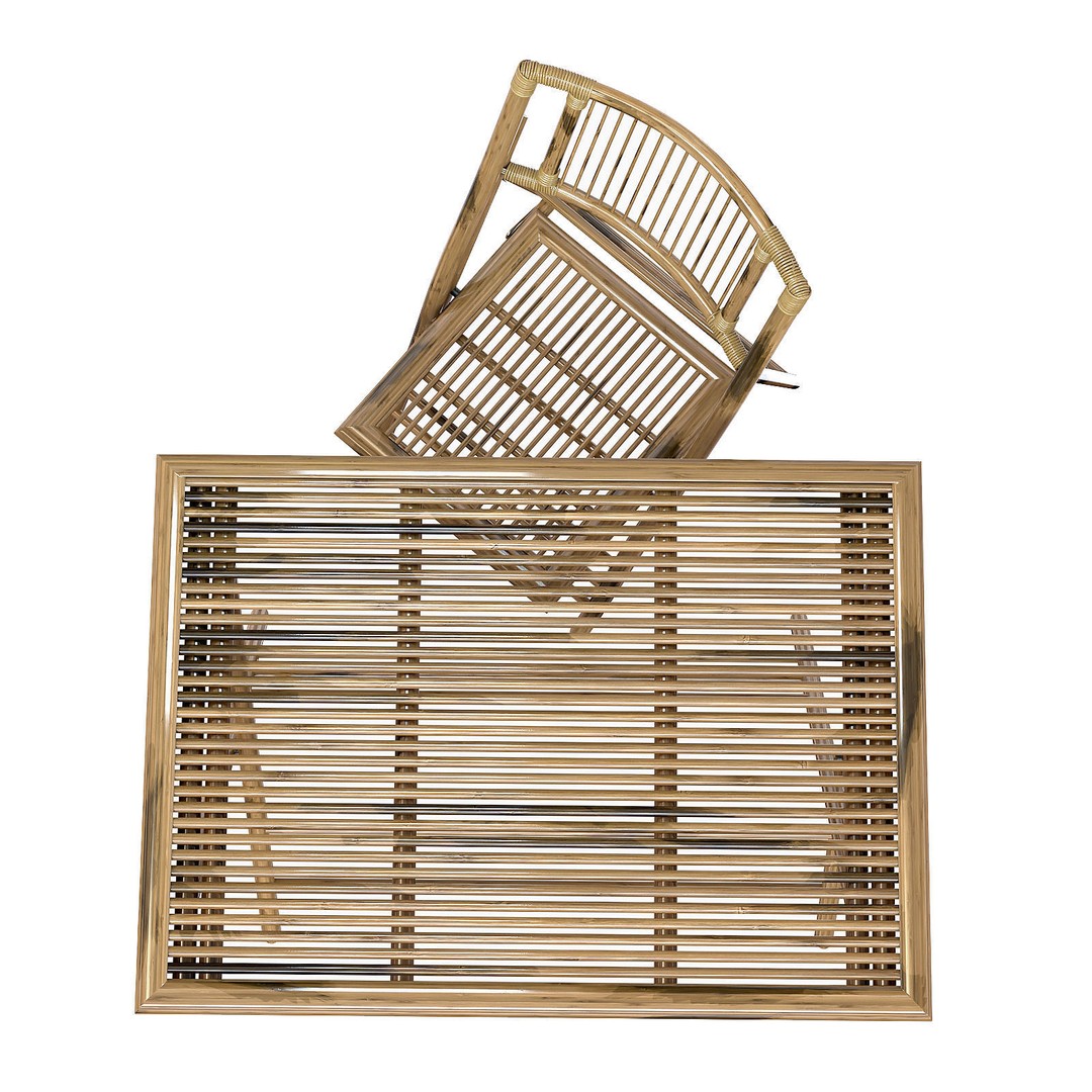 Bamboo Folding Chair and Table 3D Model – High Poly for Interior Design - View 7