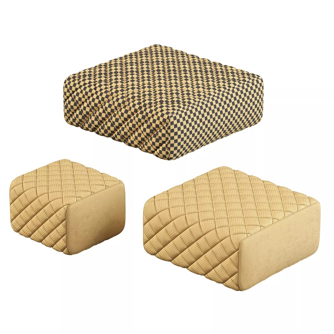 Ashley Pouf 3D Model – Modern Furniture Accessory, FBX