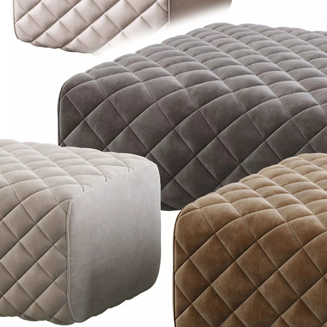 Ashley Pouf 3D Model – Modern Furniture Accessory, FBX - View 11