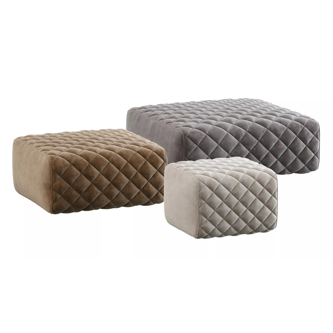Ashley Pouf 3D Model – Modern Furniture Accessory, FBX - View 13