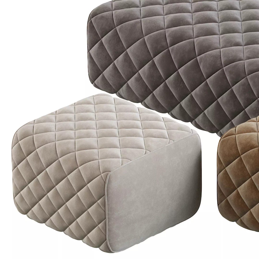 Ashley Pouf 3D Model – Modern Furniture Accessory, FBX - View 22