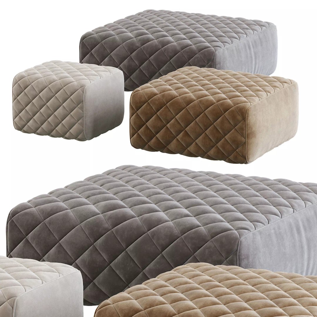 Ashley Pouf 3D Model – Modern Furniture Accessory, FBX - View 25
