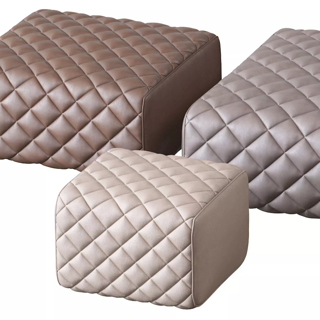 Ashley Pouf 3D Model – Modern Furniture Accessory, FBX - View 27