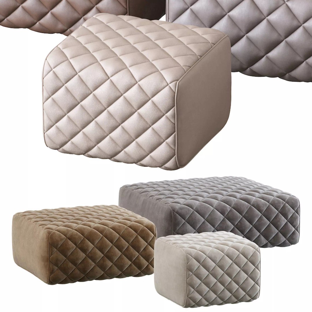 Ashley Pouf 3D Model – Modern Furniture Accessory, FBX - View 28