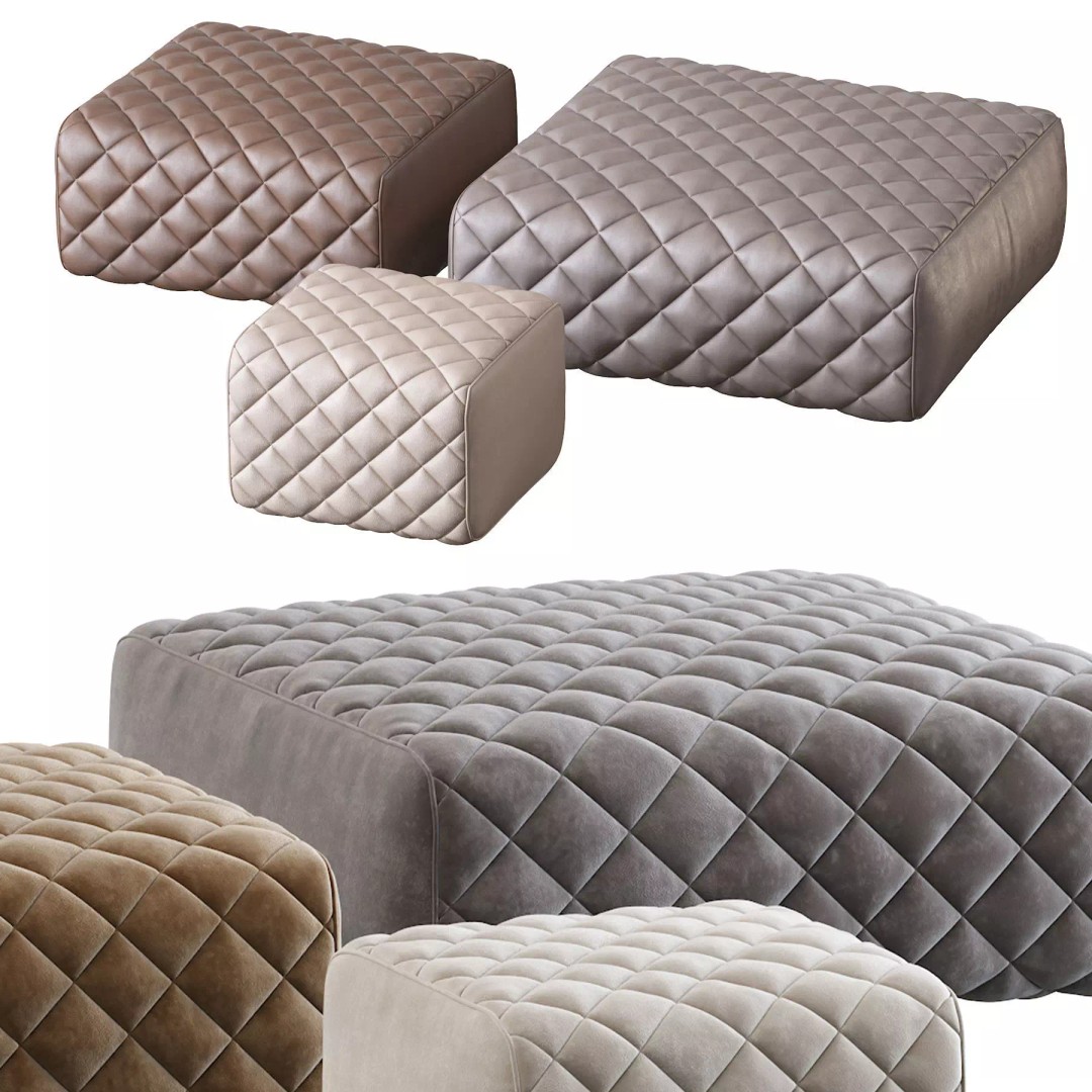 Ashley Pouf 3D Model – Modern Furniture Accessory, FBX - View 29