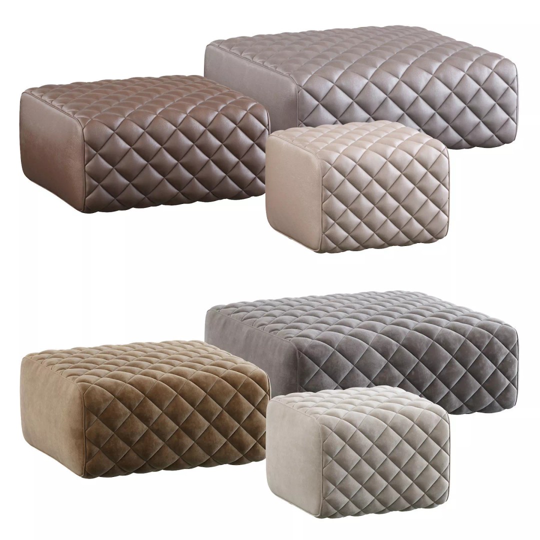 Ashley Pouf 3D Model – Modern Furniture Accessory, FBX - View 3