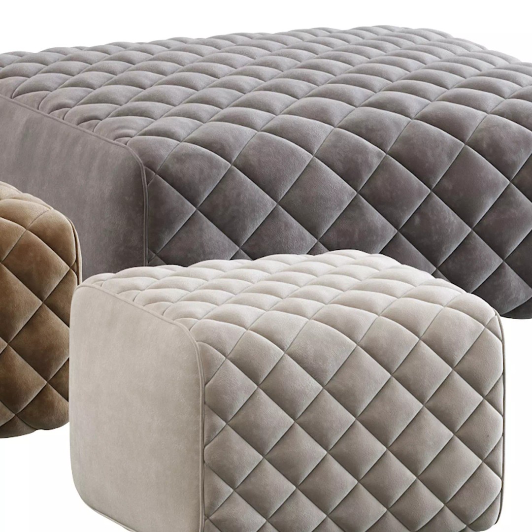 Ashley Pouf 3D Model – Modern Furniture Accessory, FBX - View 30