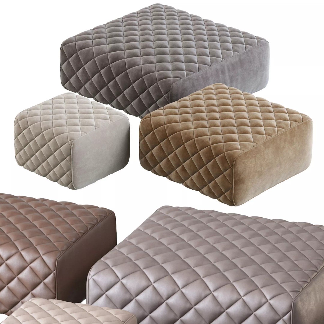Ashley Pouf 3D Model – Modern Furniture Accessory, FBX - View 4
