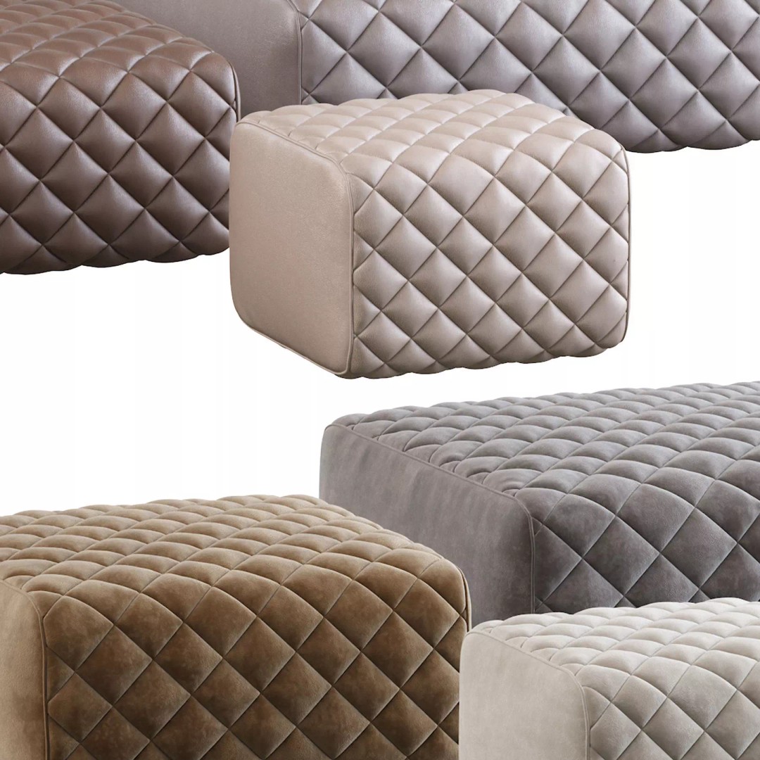 Ashley Pouf 3D Model – Modern Furniture Accessory, FBX - View 5
