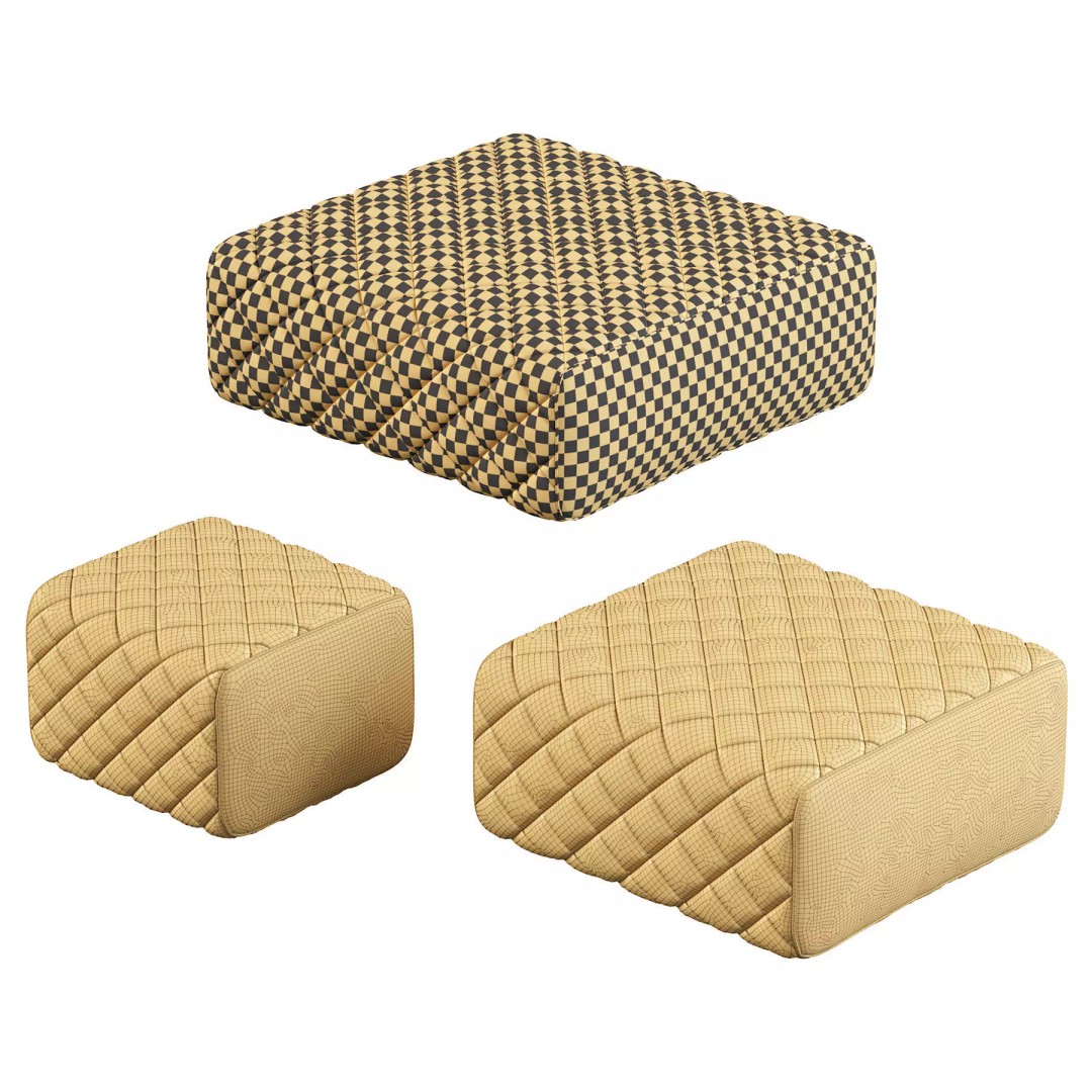Ashley Pouf 3D Model – Modern Furniture Accessory, FBX - View 6