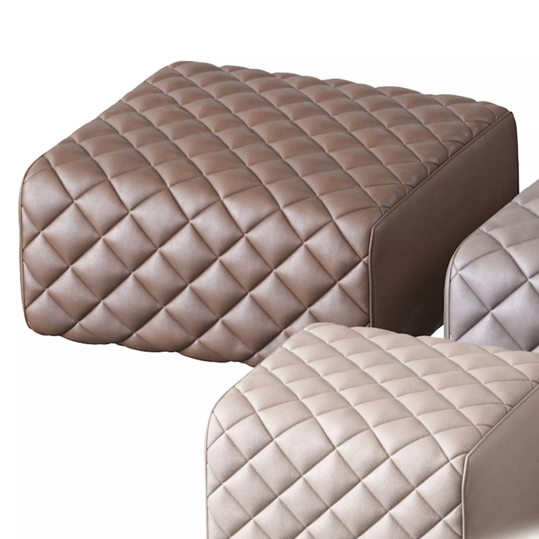 Ashley Pouf 3D Model – Modern Furniture Accessory, FBX - View 7