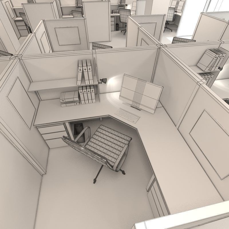 Office Scene 3D Model – High Poly Interior with V-Ray Setup - View 11