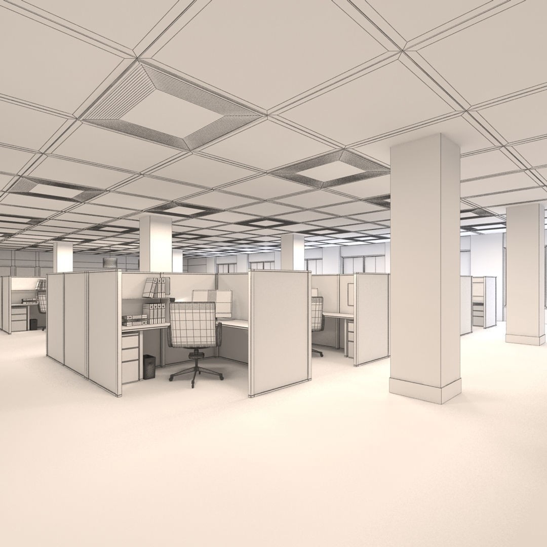Office Scene 3D Model – High Poly Interior with V-Ray Setup - View 13