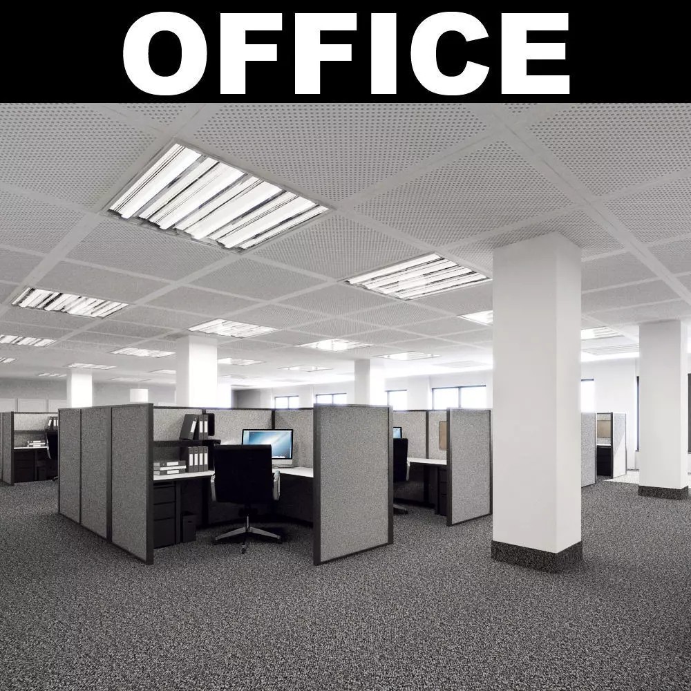 Office Scene 3D Model – High Poly Interior with V-Ray Setup - View 2