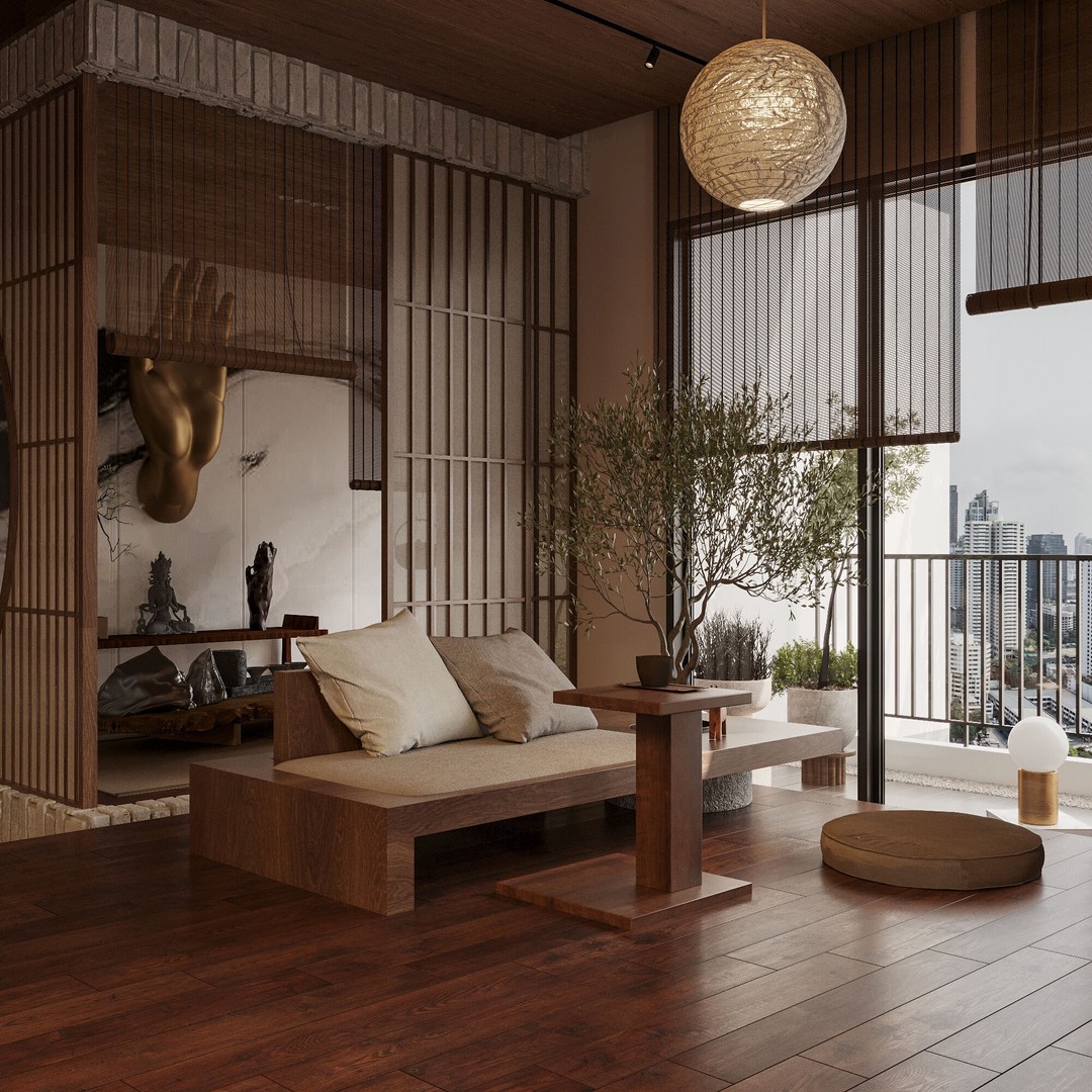 Japanese Interior 3D Model – Classic Living Room, PBR Textures