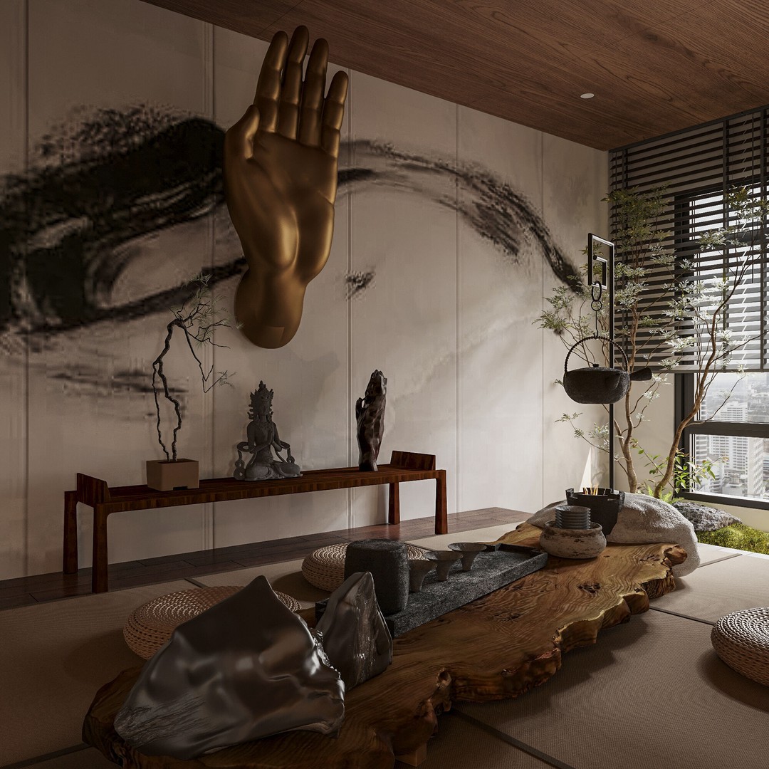 Japanese Interior 3D Model – Classic Living Room, PBR Textures - View 10