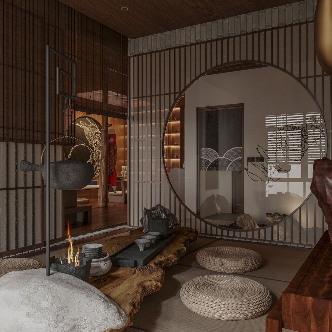 Japanese Interior 3D Model – Classic Living Room, PBR Textures - View 13