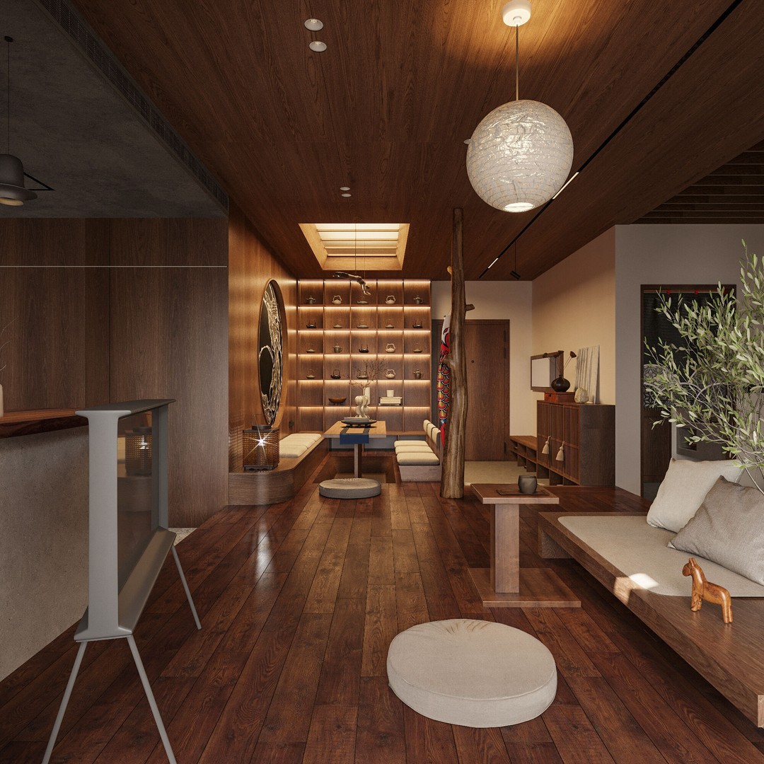 Japanese Interior 3D Model – Classic Living Room, PBR Textures - View 18