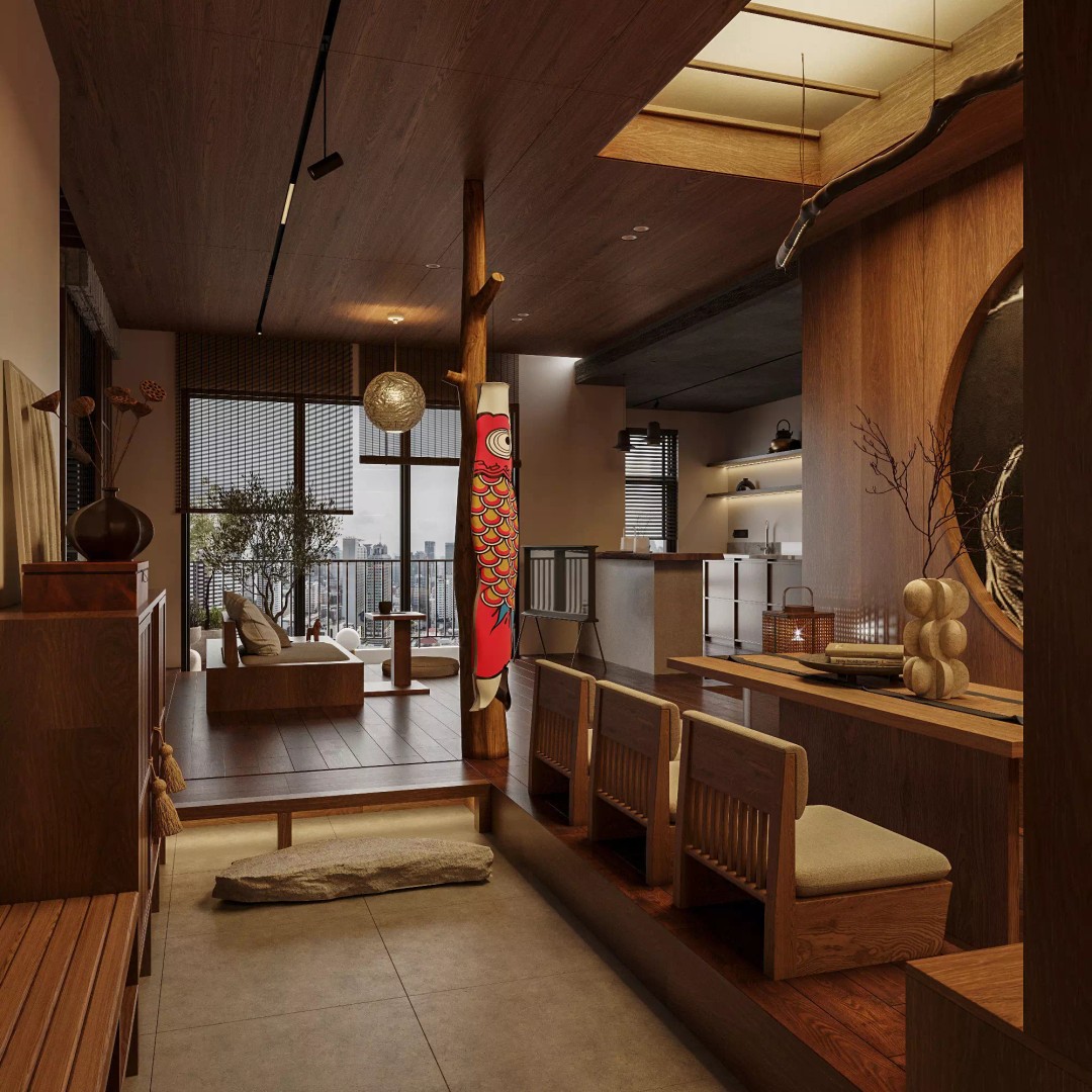 Japanese Interior 3D Model – Classic Living Room, PBR Textures - View 2