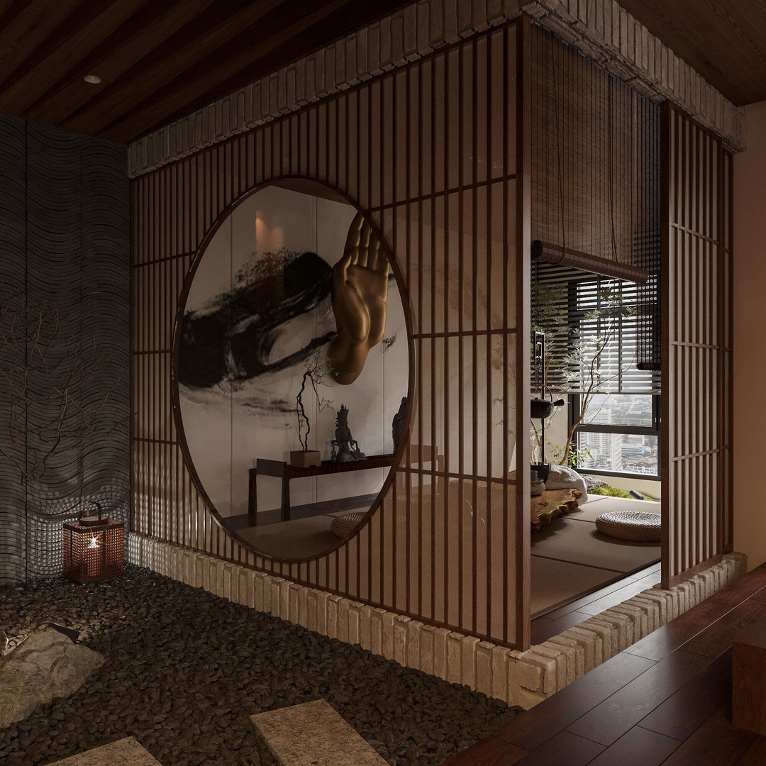 Japanese Interior 3D Model – Classic Living Room, PBR Textures - View 23