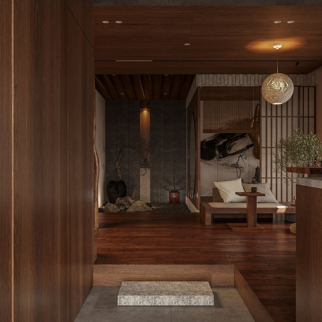 Japanese Interior 3D Model – Classic Living Room, PBR Textures - View 4