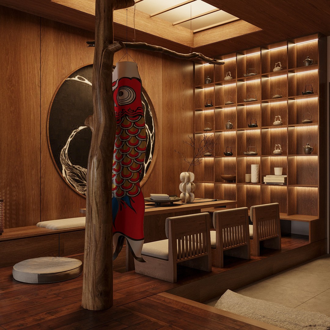 Japanese Interior 3D Model – Classic Living Room, PBR Textures - View 7
