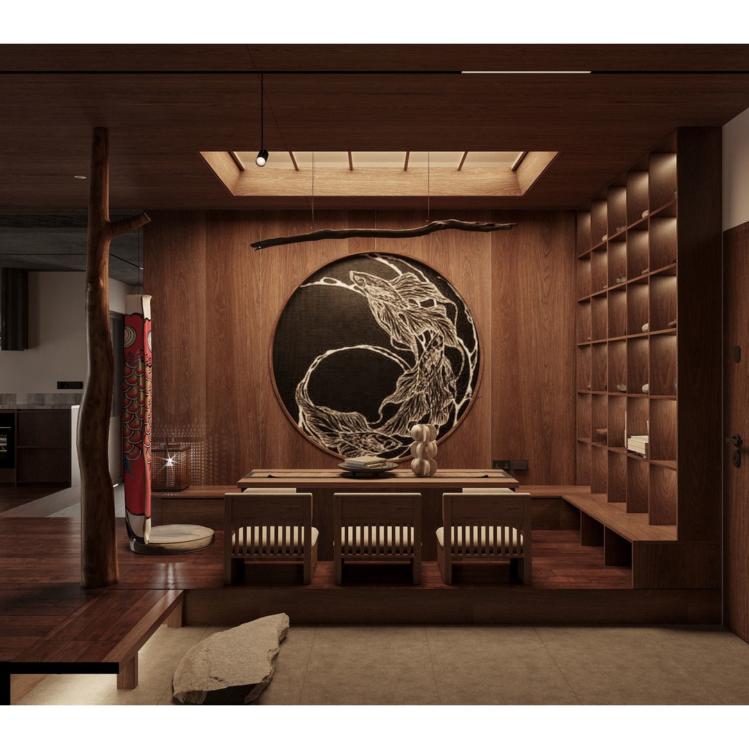 Japanese Interior 3D Model – Classic Living Room, PBR Textures - View 8