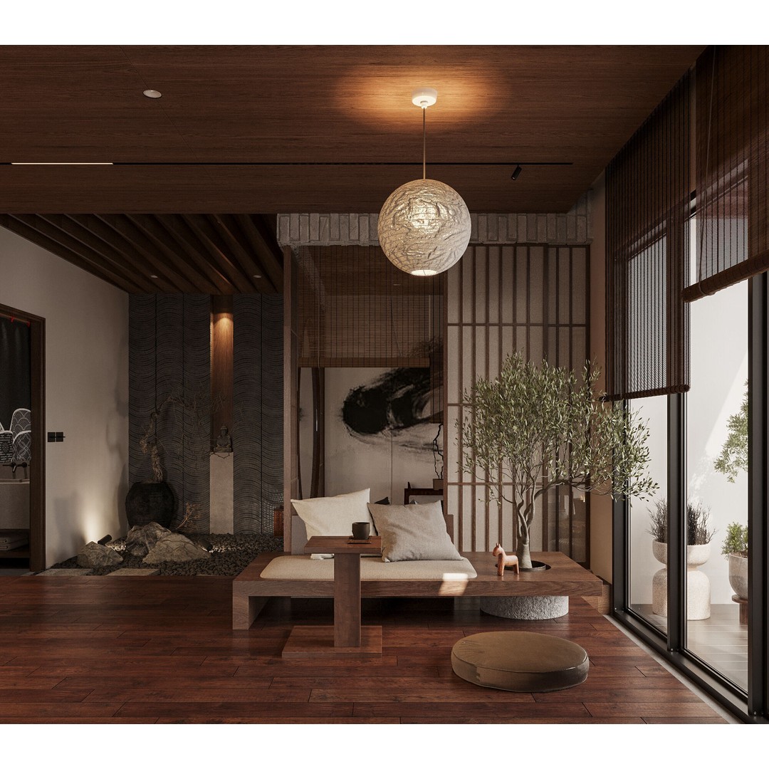 Japanese Interior 3D Model – Classic Living Room, PBR Textures - View 9