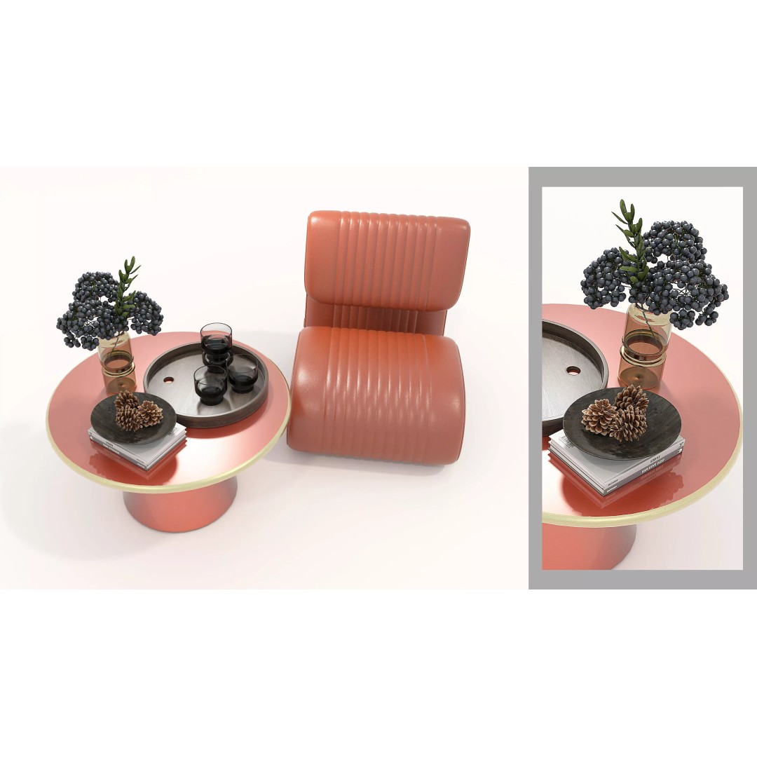 Modern Leather Lounge Chair 3D Model – Contemporary Furniture Set, FBX - View 7