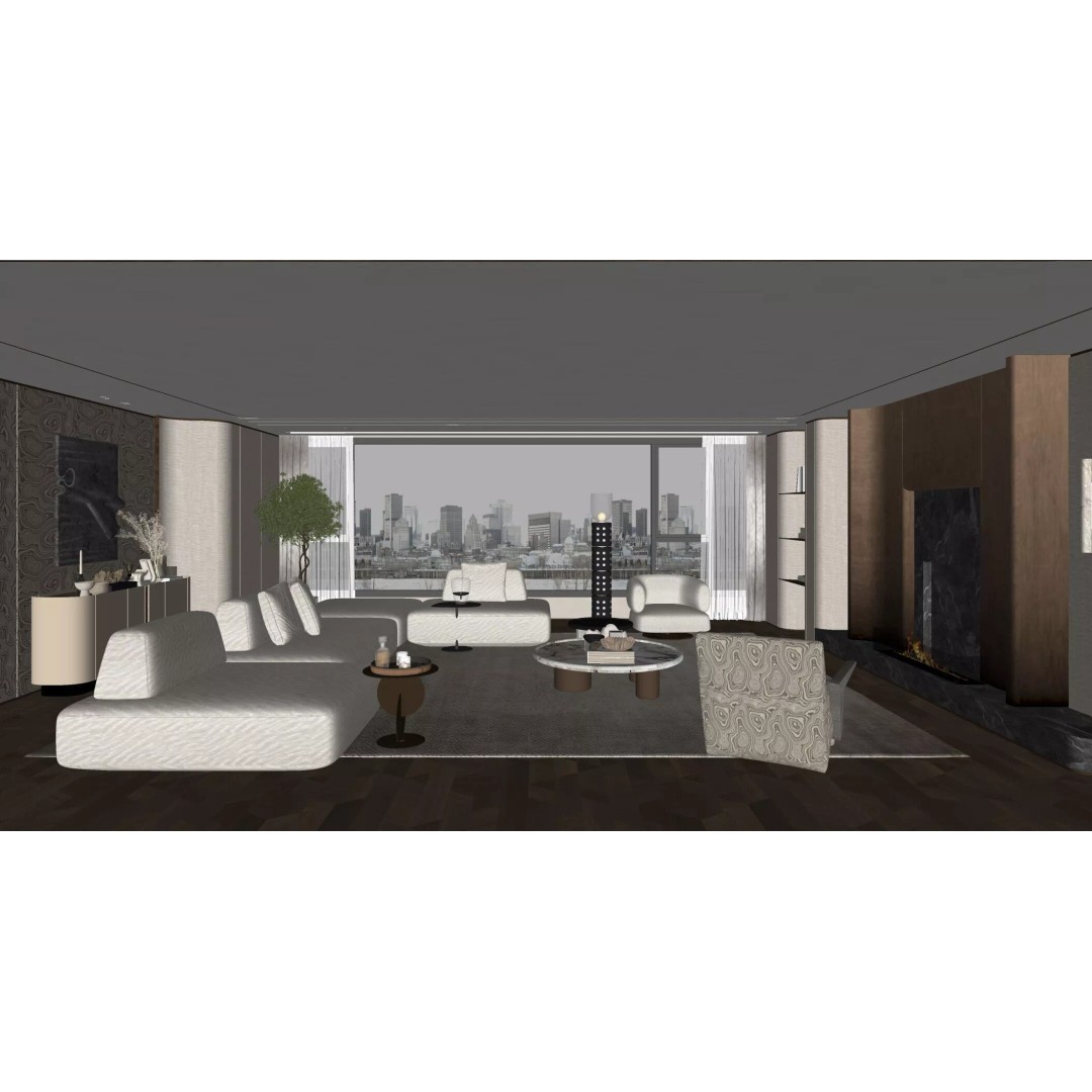 Italian Style Luxury Living Room 3D Model – PBR Textures, FBX, OBJ