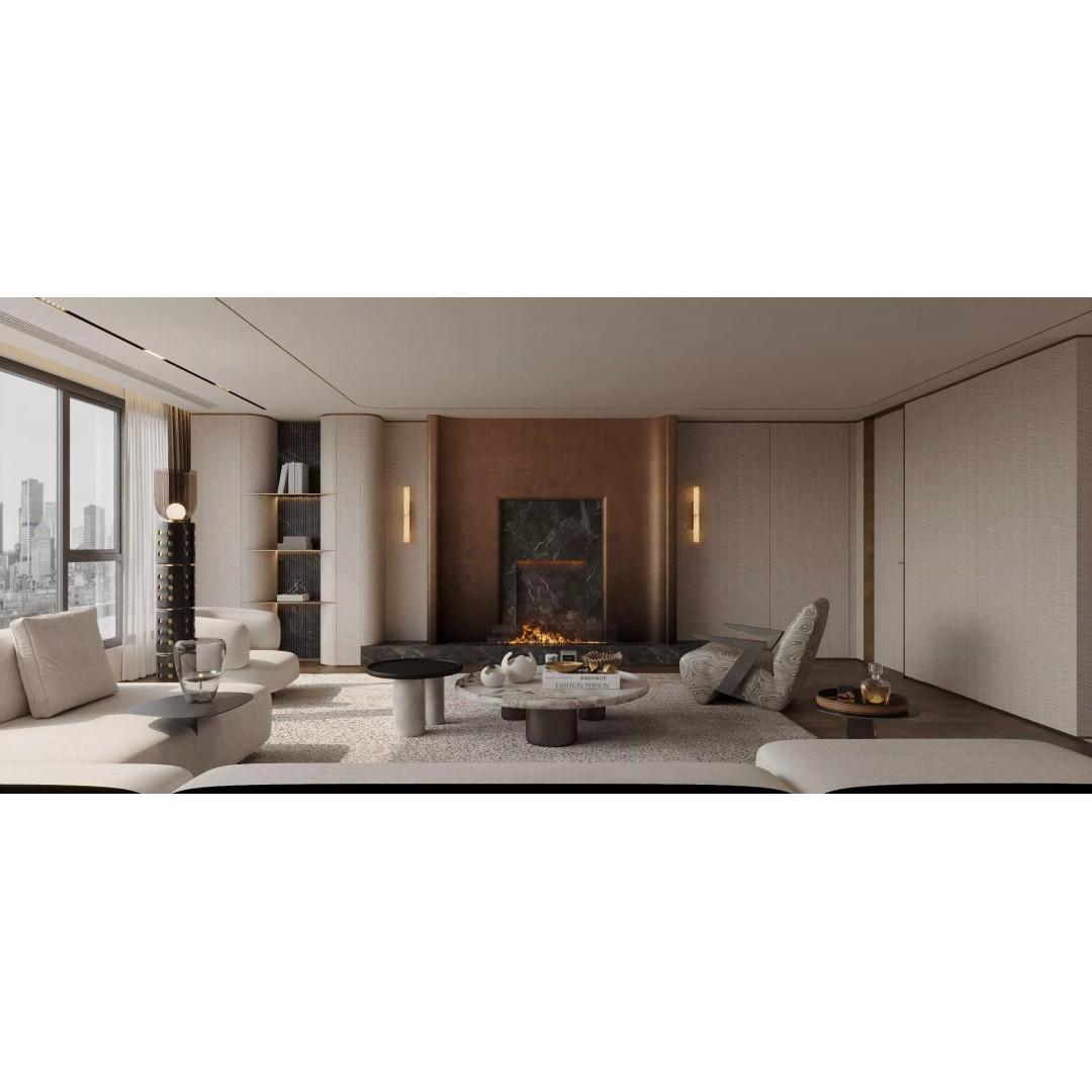 Italian Style Luxury Living Room 3D Model – PBR Textures, FBX, OBJ - View 3