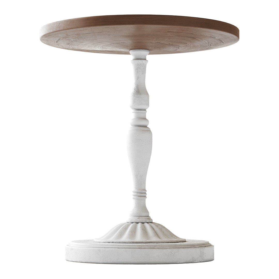 Vintage Round Side Table 3D Model – PBR Textured Furniture Asset, FBX, OBJ - View 12