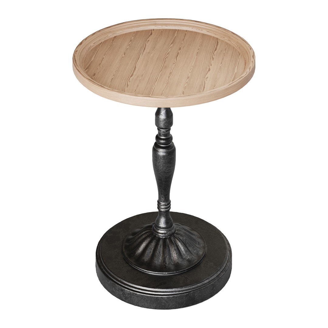 Vintage Round Side Table 3D Model – PBR Textured Furniture Asset, FBX, OBJ - View 13