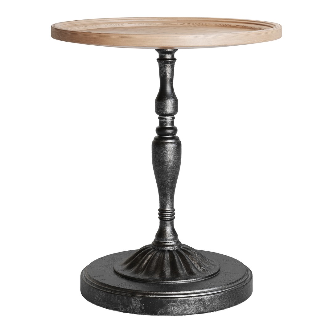 Vintage Round Side Table 3D Model – PBR Textured Furniture Asset, FBX, OBJ - View 14