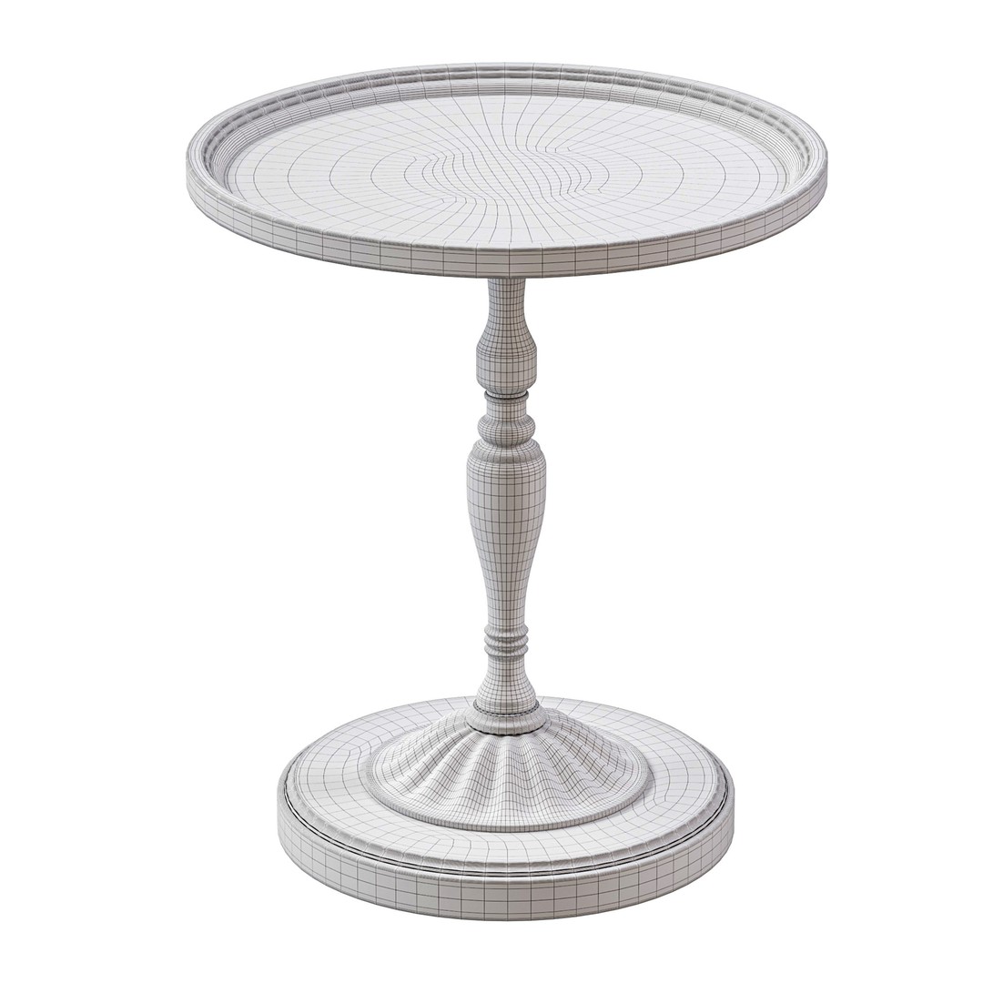 Vintage Round Side Table 3D Model – PBR Textured Furniture Asset, FBX, OBJ - View 15